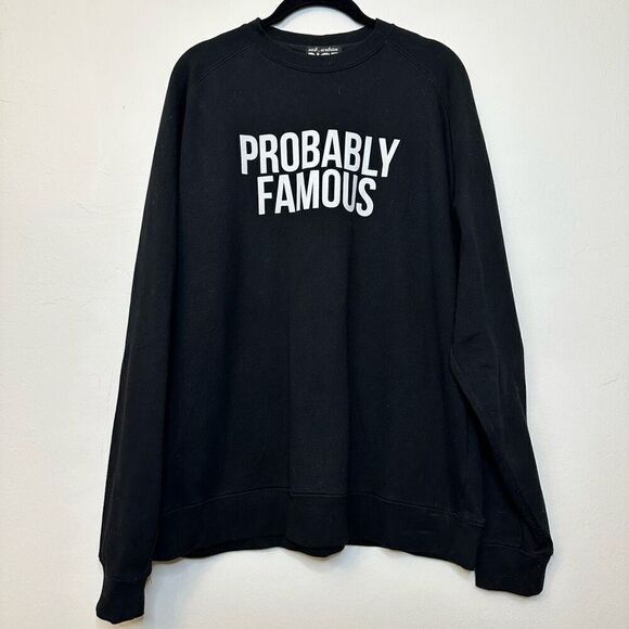 Suburban Riot Stretch Long Sleeve Probably Famous Pullover Sweater Black Large - Picture 1 of 5